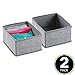 mDesign Rectangular Soft Fabric Dresser Drawer and Closet Storage Organizer Bin for Lingerie, Bras, Socks, Leggings, Clothes, Jewelry, Scarves - Textured Print - 2 Pack - Gray