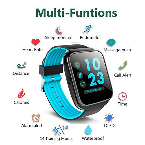 Qiwoo Fitness Tracker Smart Watch Phone with Blood Pressure Heart Rate Monitor for Women Men Kid 1.55" Color Screen Activity Sports Watch GPS Tracker Pedometer Calorie Sync Call SMS for Android iPhone - Thumbnail 2
