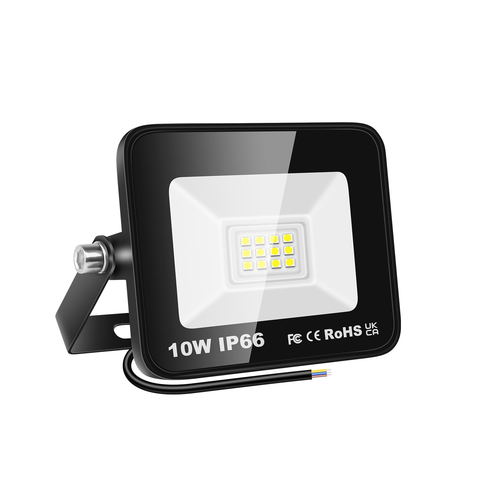 RIGIDON 10W LED Flood Light Outdoor 1000LM Super Bright Outdoor Lights 6000K Daylight White IP66 Waterproof Security Lights for Garden, Garage, Yard, Sports Ground, Patio (White, 10W)