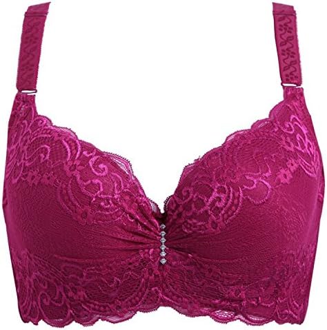 Naomiky Big Size C D Cup Sexy Heighten Side Back Button Women Underwear Brassiere Gather Wine red 90