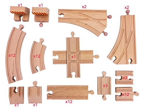 64 teilig Holz-Bahn Schienensortiment – Bild 3