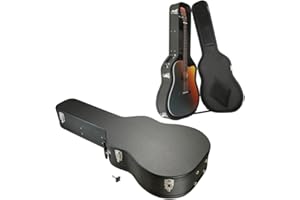 AW Acoustic Guitar Case Hard Dreadnought 41 Inch Wooden Hardshell Carrying Case with Lock Accessory Compartment for Airline Travel Black