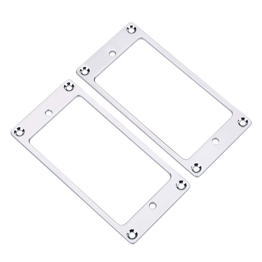 VGEBY Humbucker Pickup Mounting Rings, Metal Flat Hunmbucker Electric Guitar Pickup Frame Mounting Ring 2 Pcs (Silver)