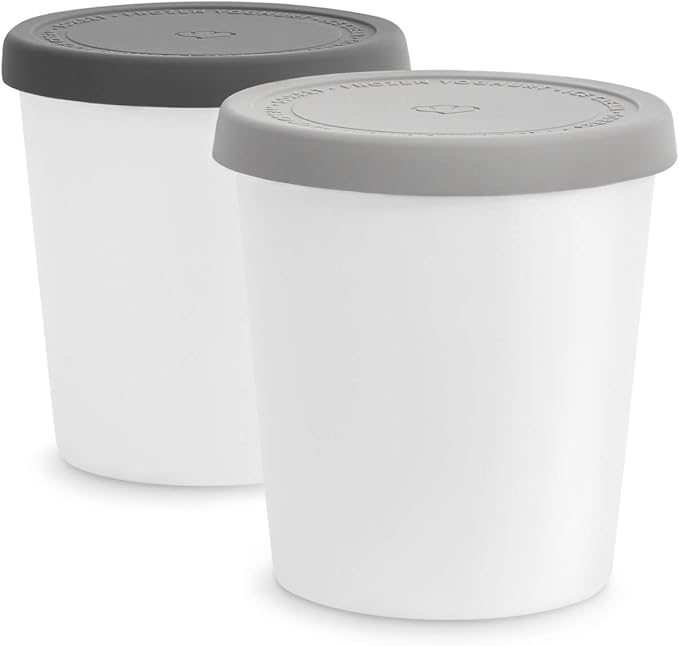 Ice Cream Containers 1L, Set of 2, Ice Cream Tubs with Lids, FoodGrade
