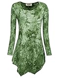 DJT Womens Tie Dyed Hankerchief Hemline Tunic Top XX-Large #17 Green