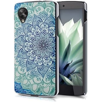 kwmobile Crystal Case for LG Google Nexus 5 with Design flower ornament - transparent Protection Case Cover clear in blue green transparent