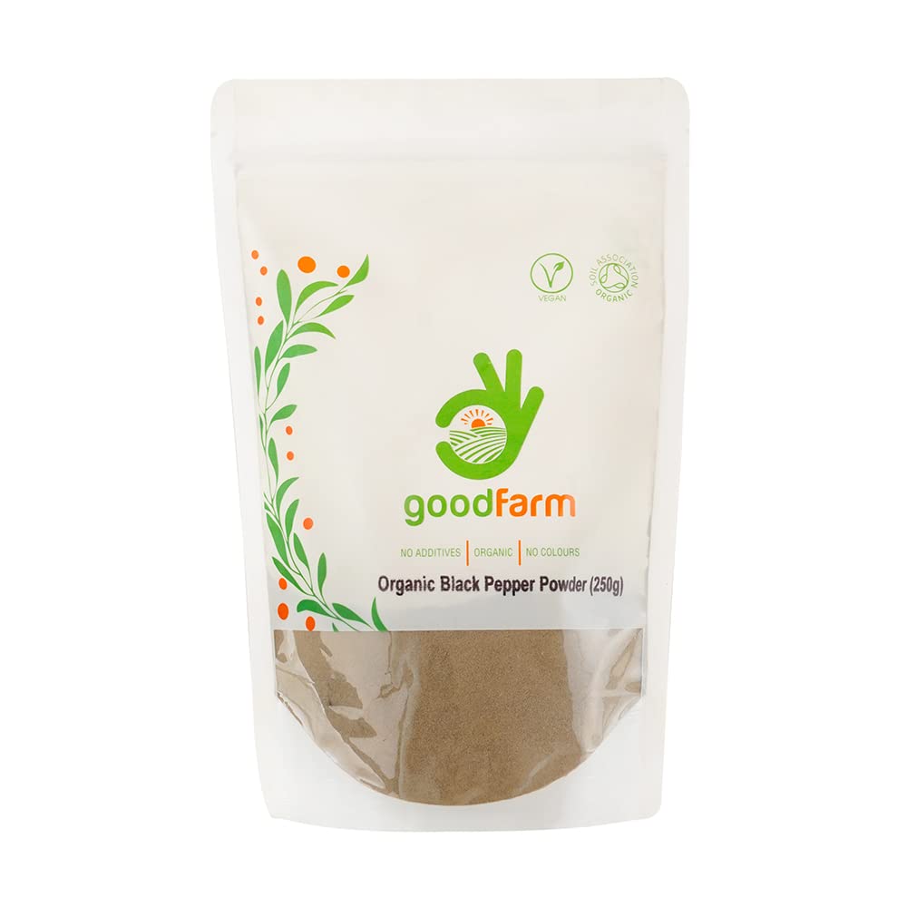 GoodFarm Organic Black Pepper Powder 250g - Premium Quality, Certified Organic | Malabar Variety | Superior Aroma & Taste