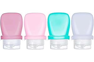 WXOIEOD 1 oz Travel Bottles, Leakproof Silicone Squeeze Bottle Mini Travel Size Container for Toiletries Lotion Shampoo and Conditioner Liquid Salad Dressing to go Condiment, TSA Approved, 4 Pack