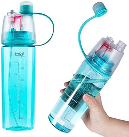 Fengtu Spray Cup Creative Spray Water Bottle Water Bottle Sports Kettle Hand Cup Handbag Summer Water Beauty Plastic Cooling Cup (Blue, 600ML)