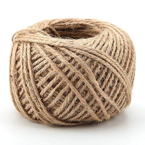 Hongzer Jute Twine, 250 pcs Natural Wooden Clothespins Clip Peg with 1 Roll 50 Meter Jute Twine