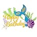 JeVenis Glitter Mermaid Cake Topper Mermai Happy Birthday Cake Decoration for Mermaid Baby Shower Birthday Party Supplies (Style 3)