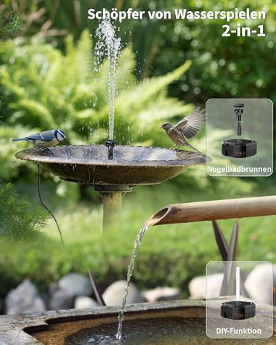 POPOSOAP Solar Fountain with Filter, 6.5 W Solar Fountain for Outdoor Use for Stable Daily Operation, Compact Filter Box for Small Pond, Bird Bath or Aquarium