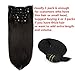 Lovbite Real Hair Extensions Clip in Human Hair Double Weft 14In 100g Straight Jet Black Clip in Hair Extension 7Pieces 16Clips in Thick Human Hair Sliky Striaght for Women Extensions