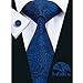 Hi-Tie Mens Silk Paisley Tie, Woven Silk Necktie Handkerchief Cufflinks set