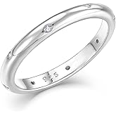 Vinoya 925 Sterling Silver Stackable Rings Cubic Zirconia Band Ring 18K White/Yellow Gold Plated High Polish Pinky Ring Wedding Bands for Women Sizes 5-10