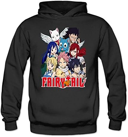 Akrcnit Women Long Sleeve Sweatshirt Hoodies for Fairy Tail Team Natsu Animes Cosplay L Black