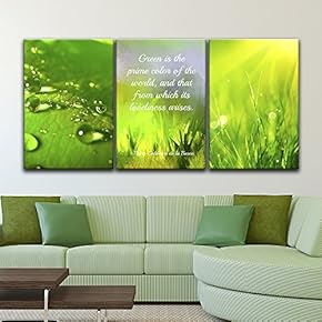 3 Panel Green Leave and Plants with Inspirational...