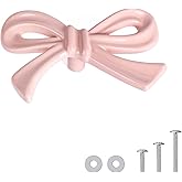 CEYMIO 8 Pack Large Pink Bow Dresser Cabinet Knobs, 2.7 Inches | Bow Dresser Knobs Decorative Cabinet Drawer Pull Handles for Girls Bedroom and Nursery Room Decor