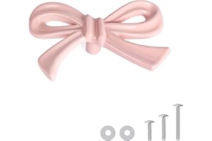 CEYMIO 8 Pack Pink Bow Dresser Knobs, Small Decorative Cabinet Drawer Pull Handles for Girls Bedroom and Nursery Room Decor