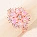 CiNily Opal Ring-14K Rose Gold Plated Pink Opal Cubic Zirconia CZ Ring Gemstone Ring for Women Size 5-12