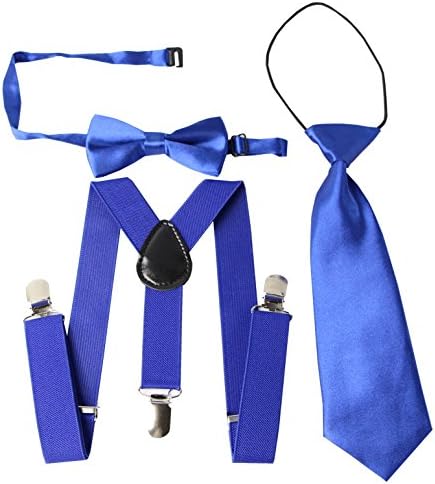 Keywin Baby Kids Boys Girls Toddler Tuxedo Adjustable Suspender &amp; Bow Tie Set Matching Necktie (Royal Blue)