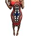 Hot Sale!Canserin Women Sexy African Print Off Shoulder Short Sleeve Dress (M, Red)