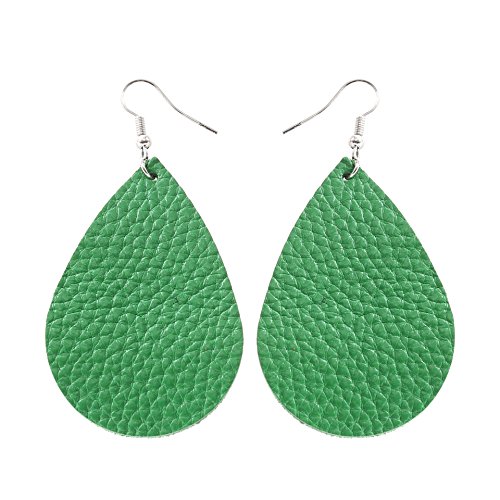 TIDOOJewelry Women Fashion Teardrop Leather Earring (One, 007# DarkTurquoise)