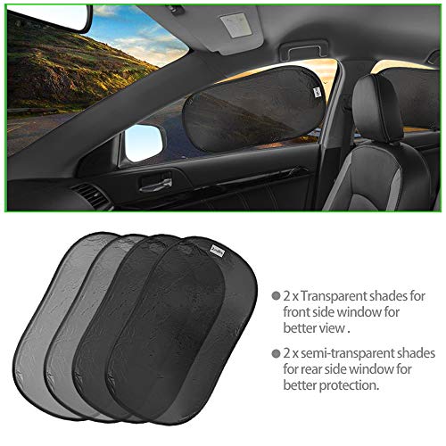 2win2buy Car Window Shade (4 Pack), Cling Sun Shade for Side Rear Window for Baby Kids,80 GSM with 15s Film for Full UV Rays Sun Glare Protection-2 Transparent & 2 Semi-Transparent Sunshades 21"x 14" - Thumbnail 5