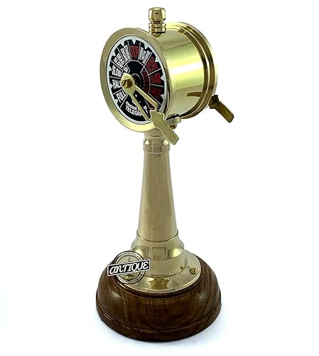 Miniature Brass Ship Telegraph - Nautical Vintage Decor, Handmade Brass & Wood, 7x3 Inches