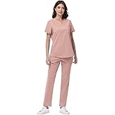 niaahinn Women's Scrub Set - V-Neck Medical Uniforms with Stretch Fabric & Zipper Pockets