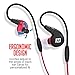 MEE audio M7P Secure-Fit Sports In-Ear Headphones with Mic, Remote, and Universal Volume Control (Red)