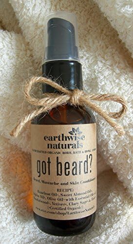 got beard? Organic Beard Oil, Mustache and Skin Conditioner with Hazelnut, Sweet Almond, and Jojoba Oils, with Vetiver, Sandalwood and Clary Sage.