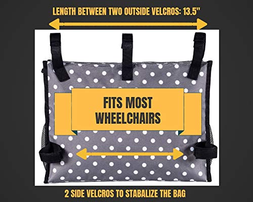 Wheelchair Bag for Back of Chair w/ 5 Exterior & 5 Interior Pockets - Perfect Carrier Bag for Newspaper, Medical Paperwork, Blanket for Most Electric, Manual or Power Wheelchairs (Pop Lights)