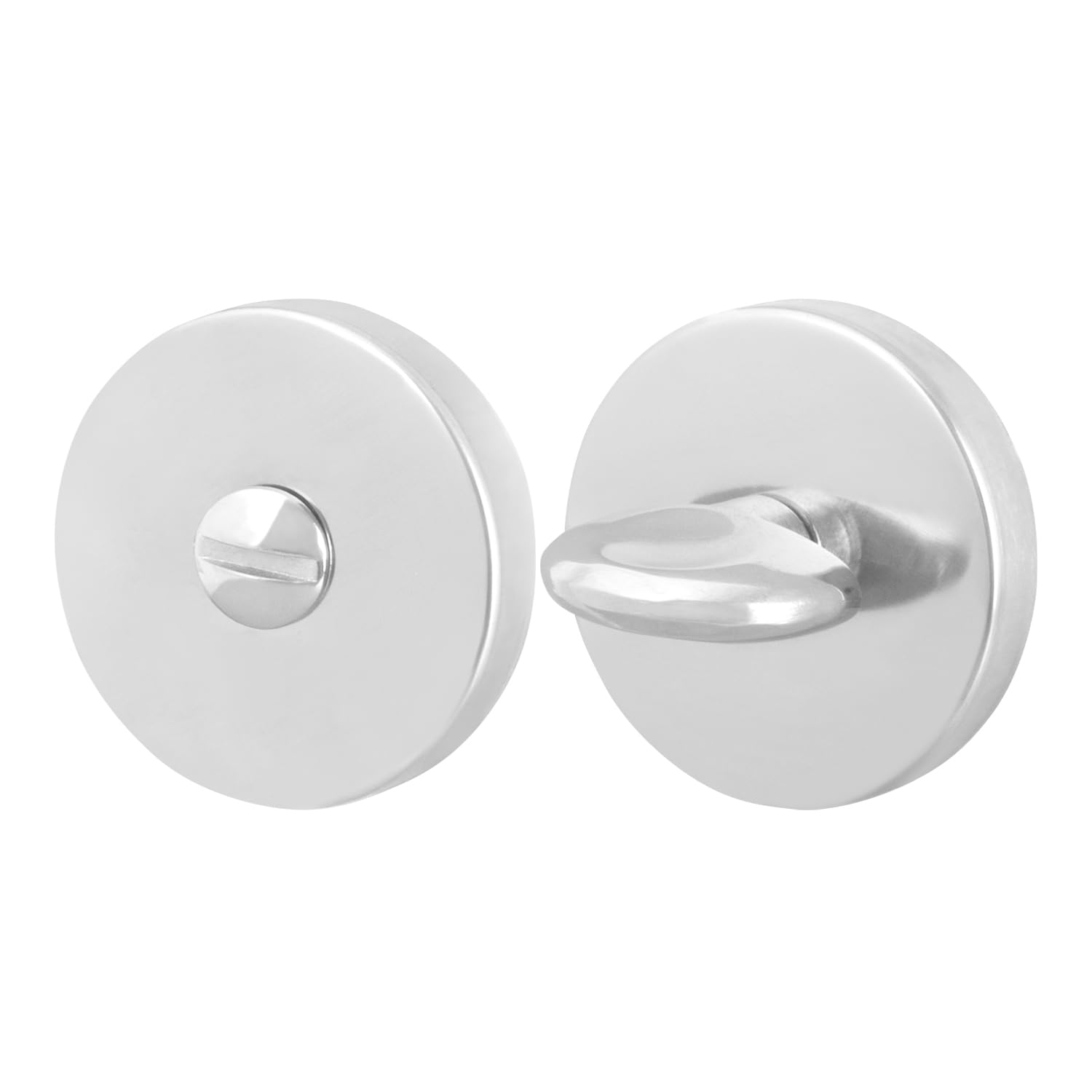 EAI Round Bathroom Thumbturn & Release Set - Polished Chrome | Universal Silver Door Turn and Release Lock for Bathroom/Toilet with Emergency Coin Release Lock