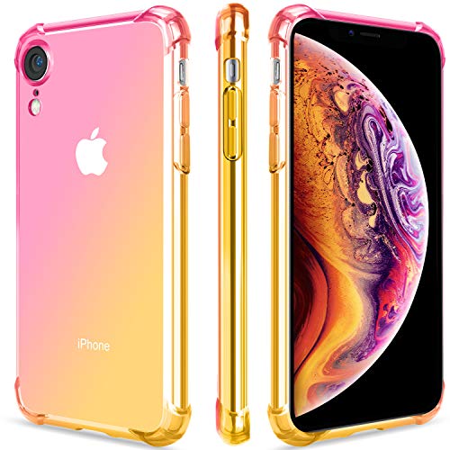 Salawat for iPhone Xr Case, Clear iPhone Xr Case Cute Gradient Slim Anti Scratch TPU Phone Case Cover Reinforced Corners Shockproof Protective Case for iPhone Xr 6.1inch (Pink Gold)