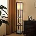 LED Shelf Floor Lamp - Albrillo Modern Standing Lamps for Living Room Bedrooms, Asian Wooden Frame, Tall Lights with Organizer Storage Display Shelves