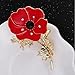 Yavona Enamel Red Crystal Flowers Poppy Brooches for Women Soldier Remembrance Days Gifts Poppy Pins