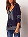 Floerns Women's Boho Casual Blouse Lace Up Embroidered Loose Tie-Neck Top