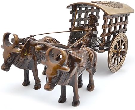 Aakrati Ornamental Bull Cart Distinctive for Ornament Brown Look – Indian Handmade Metallic Craft Present – House & Workplace Ornament – Resort Decor – Vintage Assortment – Desk Showpiece