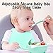Baby Feeding Set,Including Bowl with Suction, Dish, Bendable Fork and Spoon, Adjustable Baby bib, and Snack Cups. Harmless, Silicone, Easy to Clean Again, Perfect Infant Baby Shower Gift - Green