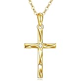 DOVRAN 9K/10K/14K Real Gold Cross Necklace for Women Solid Yellow Gold Celtic Knot Pendant Religious Faith Jewelry Gifts for Wife Mom