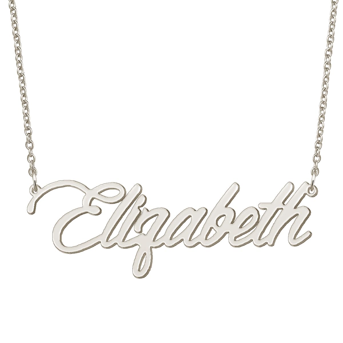 BYBWBL Elizabeth Name Pendant Necklace Silver Color