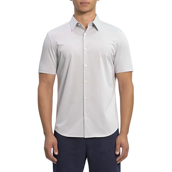 Theory Men's Structure Knit Irving Short Sleeve Shirt, White, S