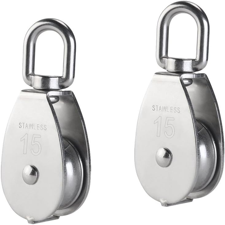 IMAGINE 2Pcs Stainless Steel Single Pulley Block M15 M20 M25 304 35kg