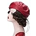 Lawliet Womens Faux Leather Beret Beanie Hat Army Military Adjustable Fashion T294 (Wine)