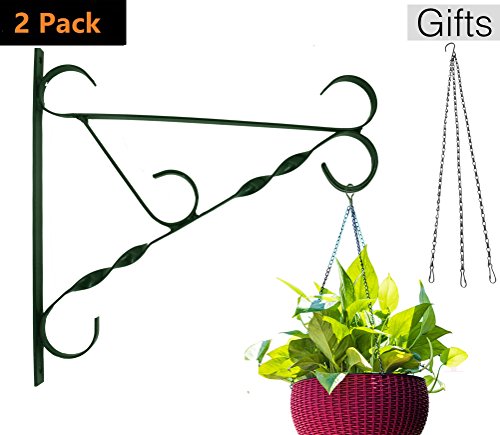 2 Pcs Hanging Plants Bracket & Hanging Chain for Garden Planter Hook, Bird Feeder, Wind Chime Lanterns Hanger (Dark green) by OVOV