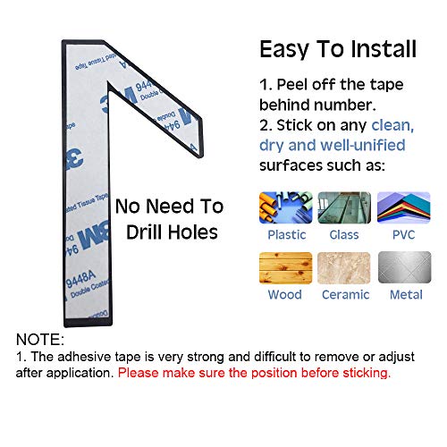 8 Inch Self Adhesive Stainless Steel Metal House Address Number 1 Sticker for Home Door Black by CANDIKO