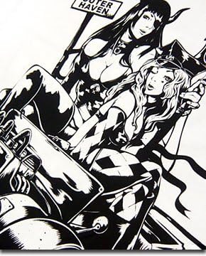 Amazon Co Jp Eversoul エヴァーソウル 繊細なイラストがアピール度抜群 セクシーガール ブロークンギターコラヴォロンｔ L ブラック 服 ファッション小物
