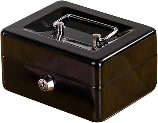 Zacha Deposit Box Mini Carry Metal Cash Tray With Key Piggy Bank