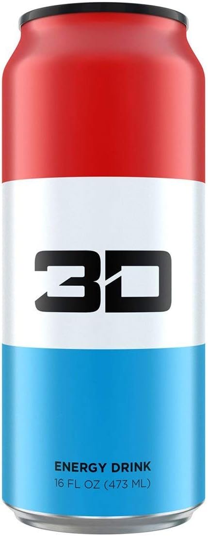 3D Energy Drinks 4 Pack (Red, White & Blue)